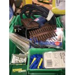 CRATE CONTAINING IRONMONGERY INCLUDING CHALLENGE PAINT STRIPPER, RAWL PLUGS, VENT COVERS,