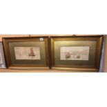 PAIR OF WATERCOLOURS BOATS IN SEASCAPES