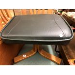STRESSLESS STYLE GREEN LEATHER FOOTSTOOL