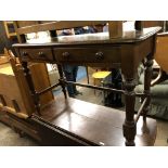 VICTORIAN MAHOGANY TWO DRAWER SIDE TABLE