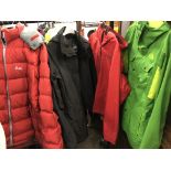 RAB QUILTED JACKET AND THREE NORTH FACE JACKETS,