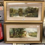 TWO WATERCOLOURS OF LAKE SCENES BY M.