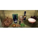 PINK TINTED DRESSING TABLE TRAY, PIN DISHES,