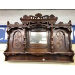 CARVED EDWARDIAN MIRRORED OVERMANTLE WITH TURNED COLUMNS