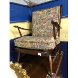 ERCOL STYLE UPHOLSTERED ARMCHAIR