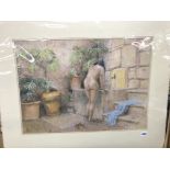 UNFRAMED PASTEL ENTITLED 'NUDE, ARAB BATHS, MAJORCA' BY PETER RASMUSSEN PS,