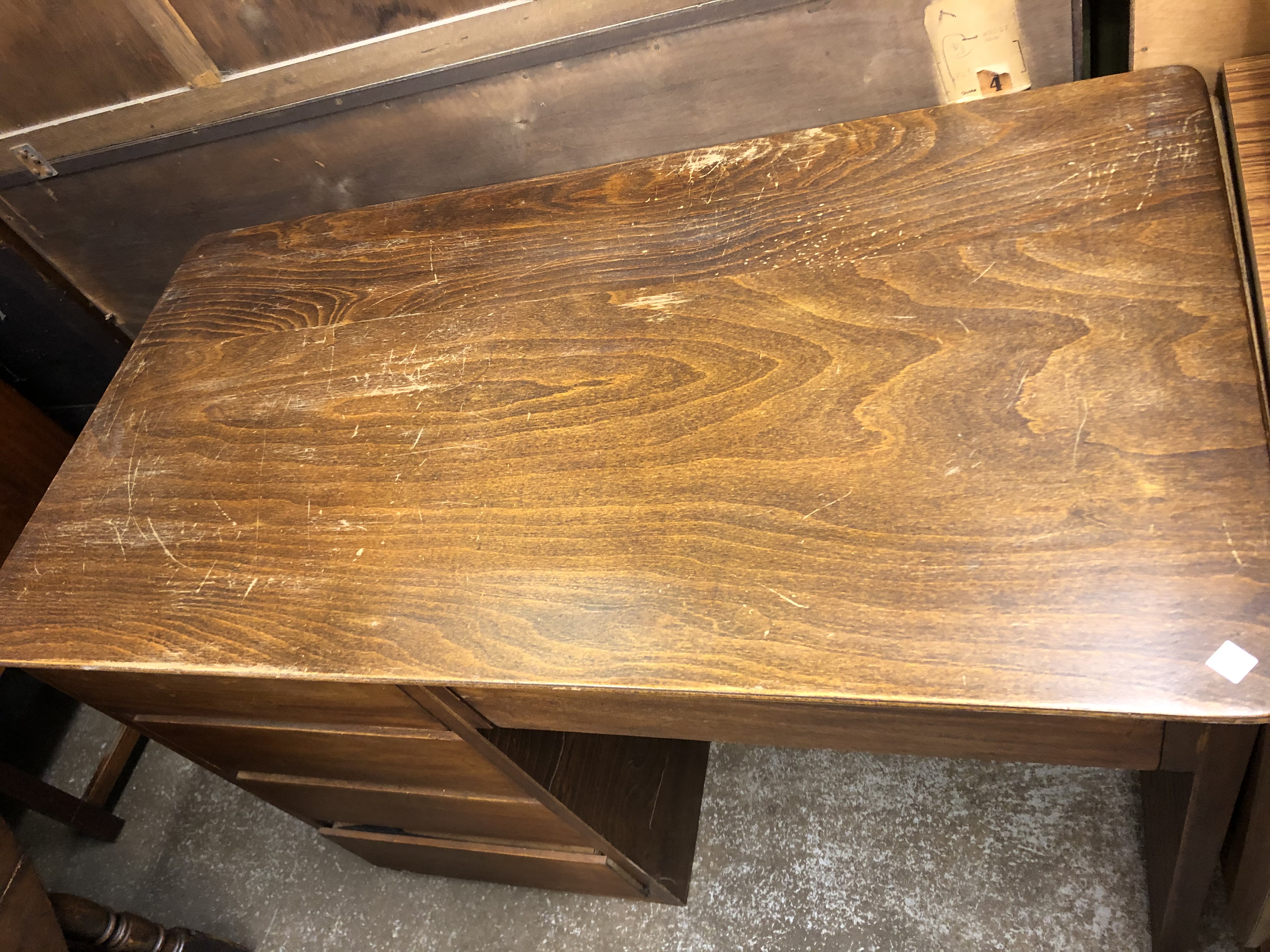 STAINED BEECH KNEEHOLE DESK - Image 2 of 2