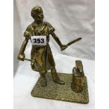 BRASS FIGURE GROUP OF A BLACKSMITH