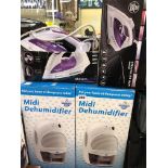 TWO MIDI DEHUMIDIFIERS AND TWO IRONS