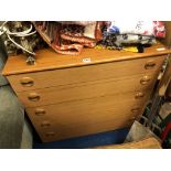 TEAK FIVE DRAWER CHEST