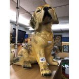 POTTERY SEATED GOLDEN LABRADOR