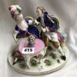 MEISSEN STYLE FIGURE GROUP OF SEATED 18TH CENTURY COUPLE DRINKING WINE NO.