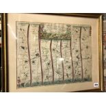 ANTIQUARIAN MAP JOHN OGILBY THE CONTINUATION OF THE EXTENDED ROAD FROM BUCKINGHAM TO BRIDGNORTH IN
