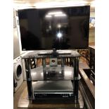 JVC COLOUR TV ON MEDIA STAND WITH VHS VCR DVD PLAYER