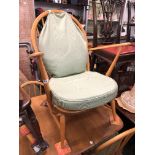 ERCOL LIGHT ELM HOOP BACKED ARMCHAIR