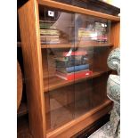 TEAK SLIDING GLAZED DOOR BOOKCASE