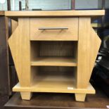 LIGHT OAK MAGAZINE LAMP TABLE WITH DRAWER
