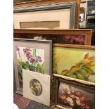 SELECTION OF WATERCOLOURS AND OIL PAINTINGS STILL LIFE OF FLOWERS SOME F/G