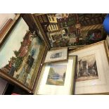 SELECTION OF WATERCOLOURS, TINTED PRINTS AND ENGRAVINGS,