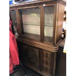 GERMAN MAHOGANY & WALNUT GLAZED VITRINE CABINET