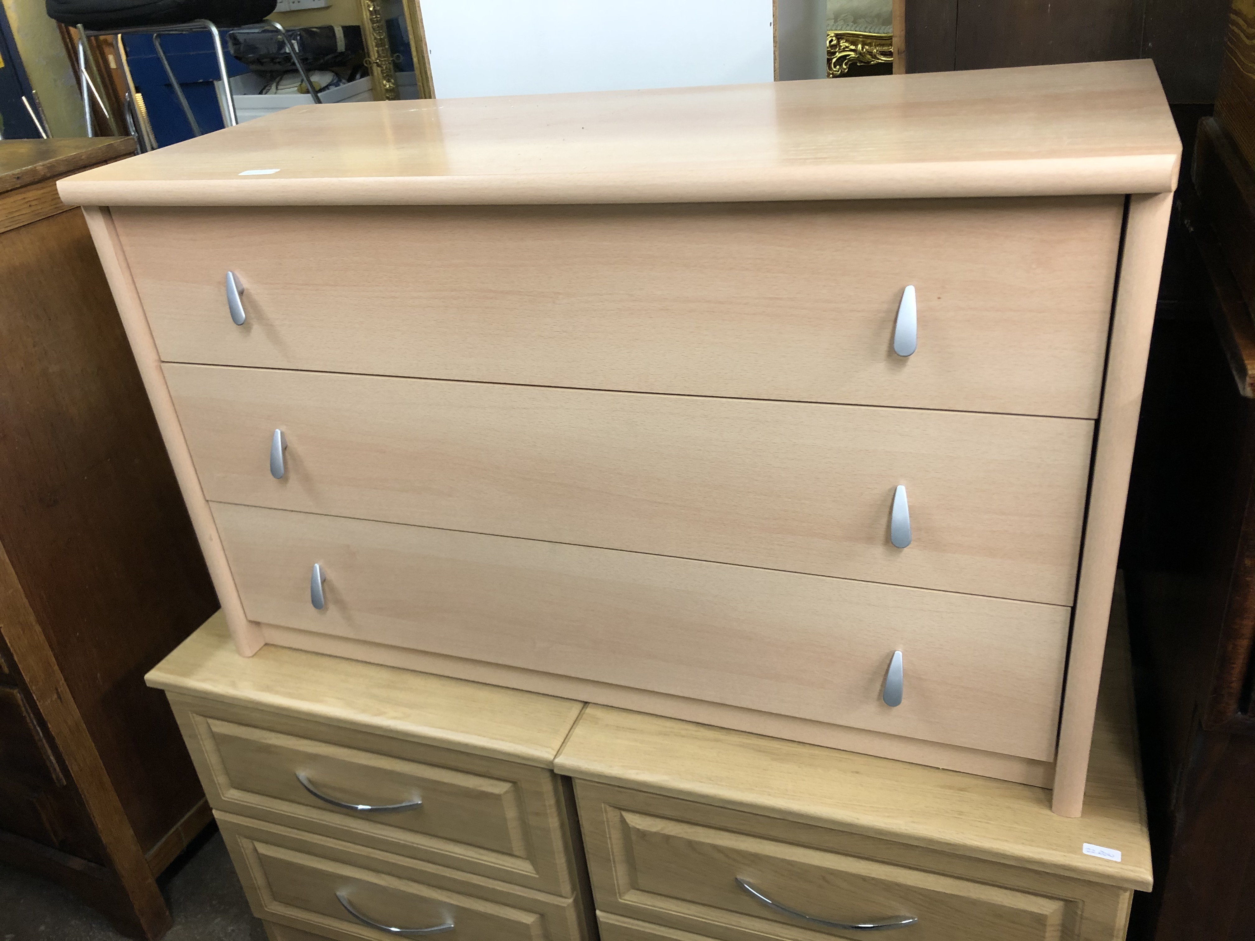 BEECH THREE DRAWER CHEST