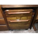 ROSEWOOD TWO DRAWER MOBILE CHEST OF DRAWERS