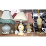 SELECTION OF ALABASTER AND ONYX TABLE LAMPS