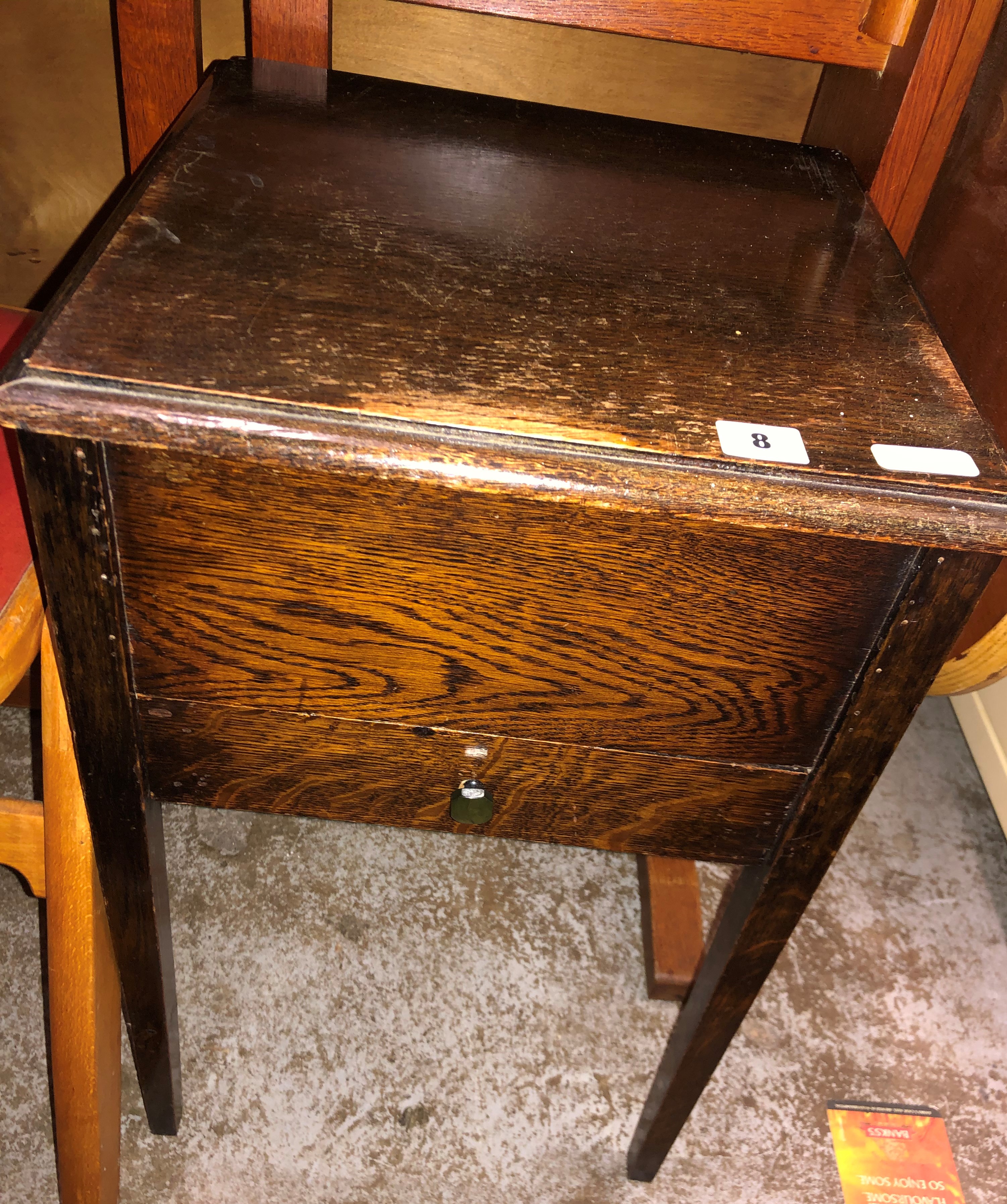 OAK NEEDLEWORK BOX WITH DRAWER