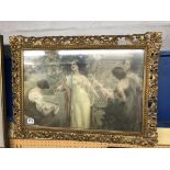 VICTORIAN LITHOGRAPHIC PRINT IN ORNATE GILT FRAME