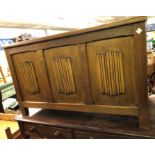 OAK THREE PANEL LINENFOLD BLANKET BOX