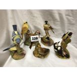 FIVE LARGER ROYAL WORCESTER BIRD FIGURE GROUPS