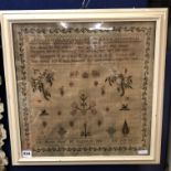 REGENCY PERIOD SAMPLER WORKED BY JANE HUSON AGED 15,