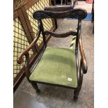 EARLY VICTORIAN BAR BACK ELBOW CHAIR