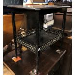ARTS AND CRAFTS EBONISED OCCASIONAL TABLE WITH A GALLERIED UNDERTIER 72CM H X 67CM W X 60CM D