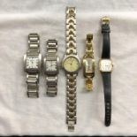TWO BERGE QUARTZ SQUARE FACED WRIST WATCHES,