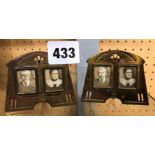 PAIR OF ART NOUVEAU BRASS DOUBLE PORTRAIT EASEL BACK MINIATURE PHOTO FRAMES