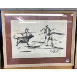 PEN AND SEPIA 'THE BULLFIGHT' 53CM X 36CM