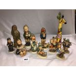 NINE MJ HUMMEL FIGURES SOME AS FOUND,