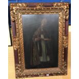 20TH CENTURY ITALIAN SCHOOL OIL ON PANEL OF SAINT GREGORY THE GREAT IN GILDED PAINTED FRAME 43CM X