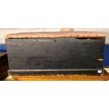 BLACK PAINTED PINE TRUNK WITH SIDE CARRYING HANDLES 88CM WIDTH