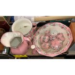 VICTORIAN PINK WASH BASIN AND JUG SET