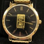 CASED CREDIT SUISSE 1G FINE GOLD INGOT GENTLEMAN'S WRIST WATCH