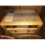 CONTEMPORARY OAK TILE TOPPED MAGAZINE TABLE