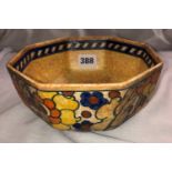 CROWN DUCAL CHARLOTTE RHEAD OCTAGONAL BOWL 17CM DIA APPROX