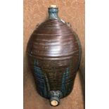 STUDIO POTTERY DRIP GLAZED TWIN HANDLED FLAGON 48CM H