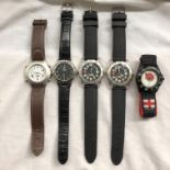 FIVE COTTON TRADERS RUGBY UNION SIX NATIONS WRIST WATCHES AND GUINNESS RUGBY WRIST WATCH AND AN