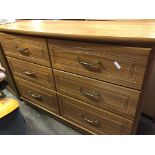 TEAK EFFECT SIX DRAWER CHEST