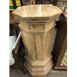 19TH CENTURY PINE OCTAGONAL ECCLESIASTICAL COLUMN 98CM H X 44CM W