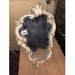 CREAM AND GILDED CARTOUCHE EASEL BACKED MIRROR 45CM X 28CM
