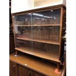 1960S TEAK GLAZED SLIDING DOOR CABINET 88CM H X 99CM W X 27CM D